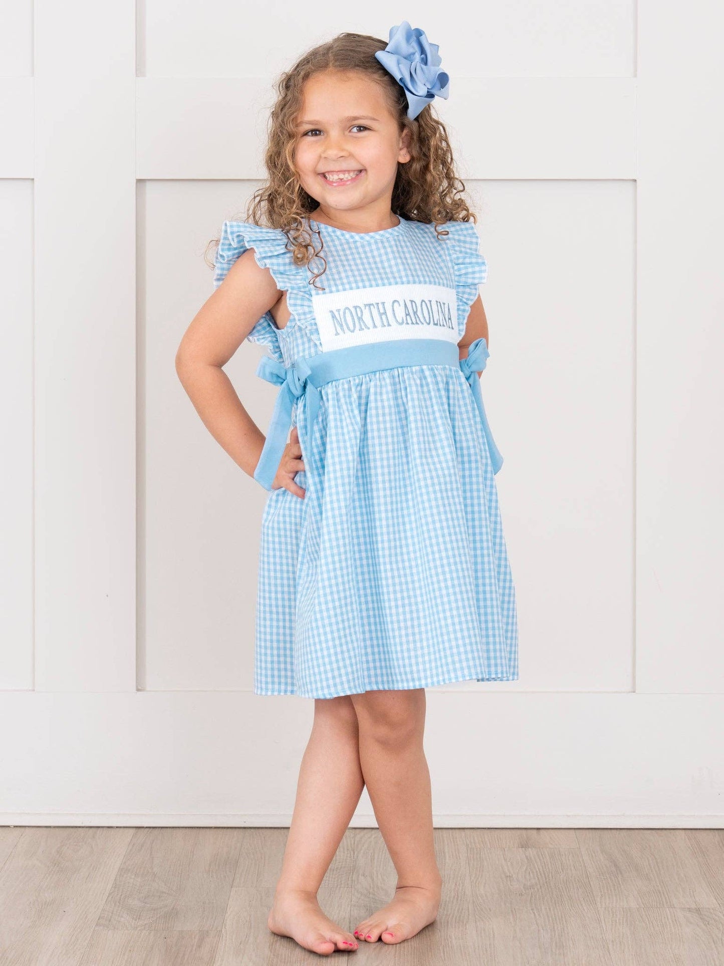 North Carolina Smocked Gingham Dress