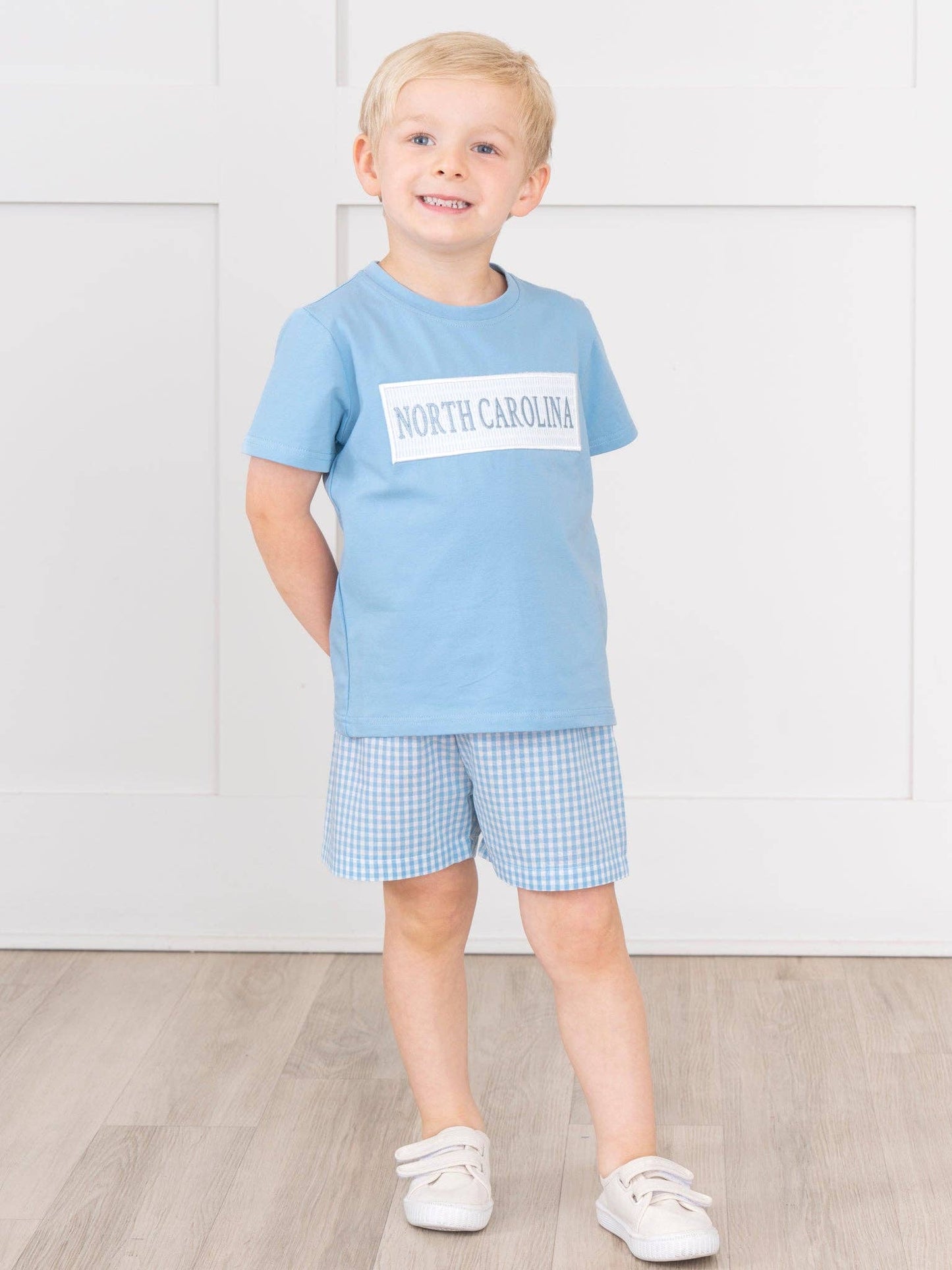 North Carolina Smocked Gingham Outfit