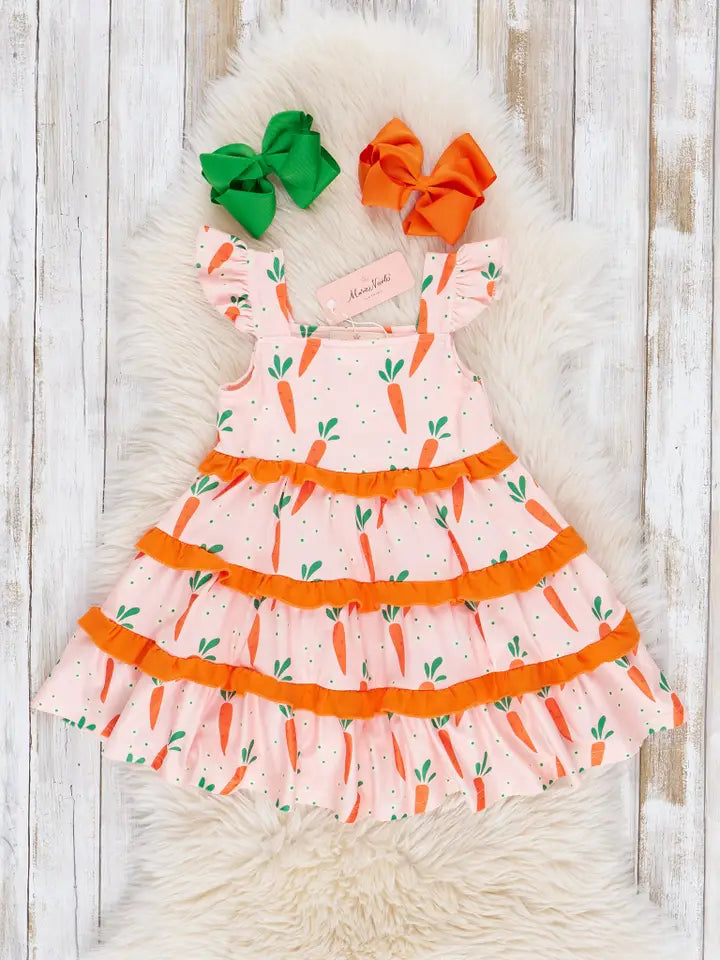 Carrot Flutter Sleeve Dress