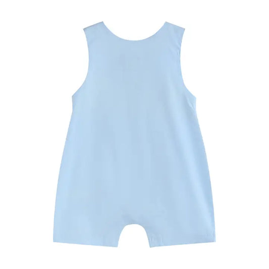Light Blue Easter Smocked Shortall