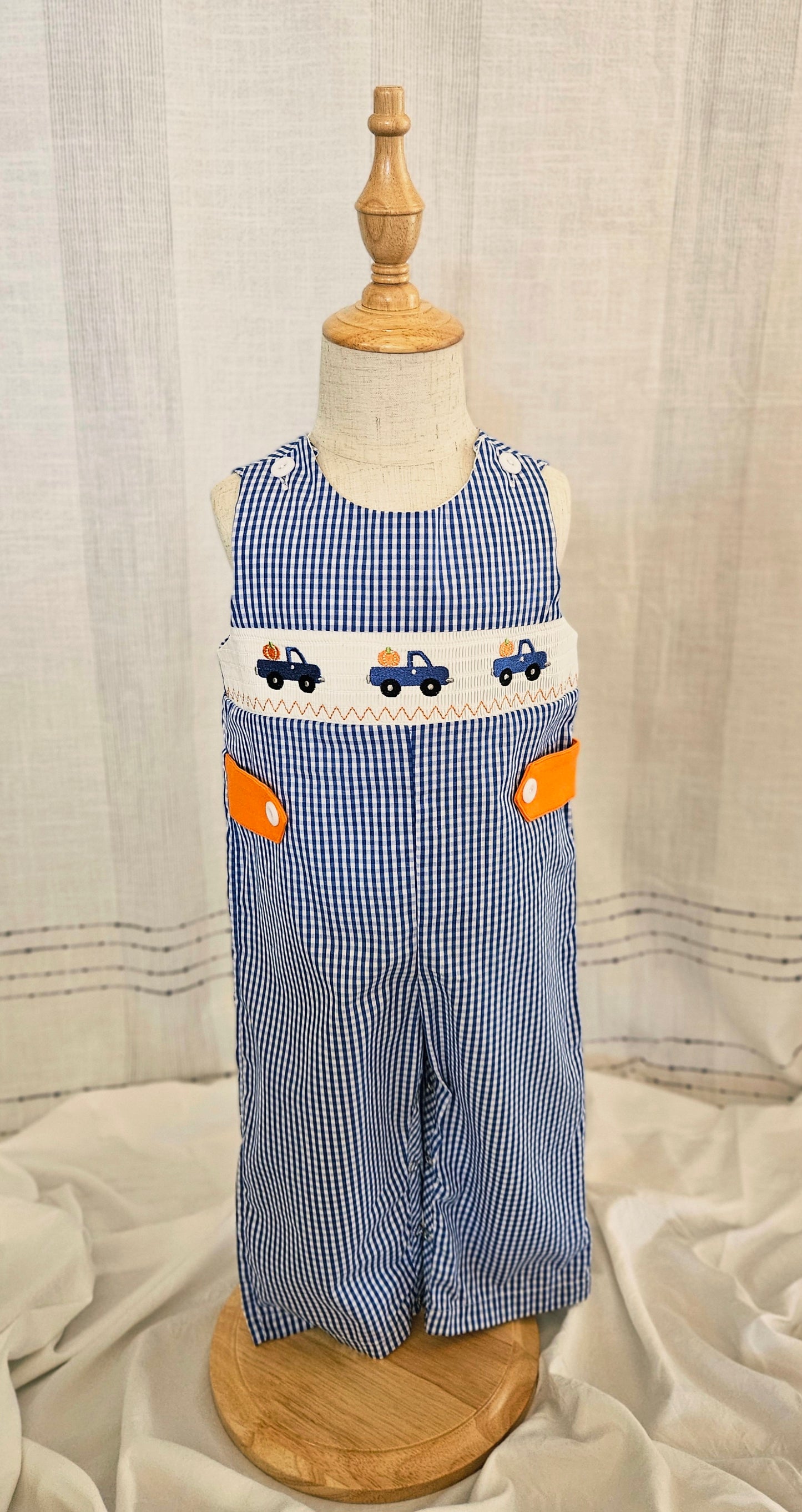 Fall Thanksgiving Truck Smocked Overalls