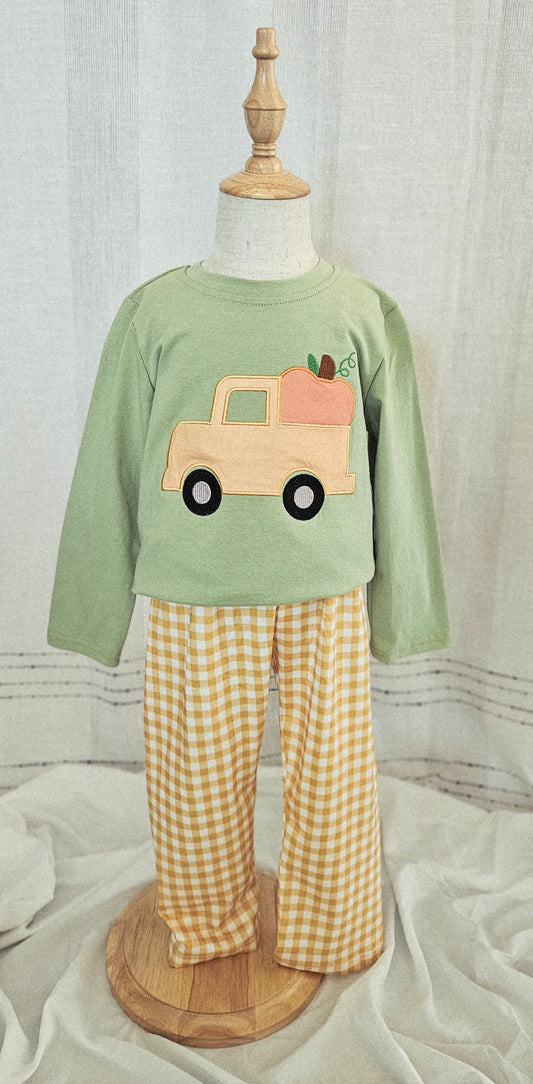 Embroidered Little Harvest Truck Outfit