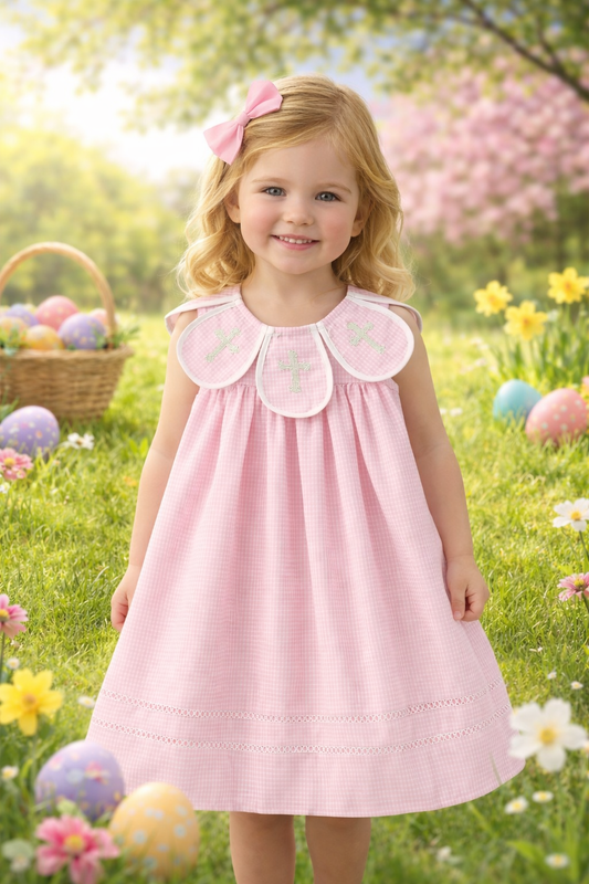 Pink Smocked Church Christ Bishop Christening Girls Dress