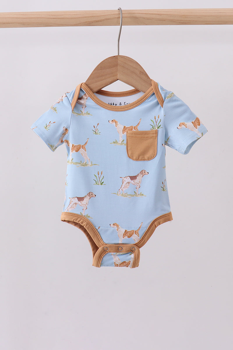 Blue Puppy Print Bamboo Bubble