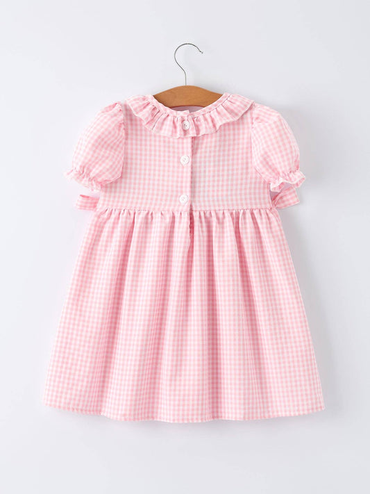 Girls Summer Crocodile Embroidered Smocked Dress