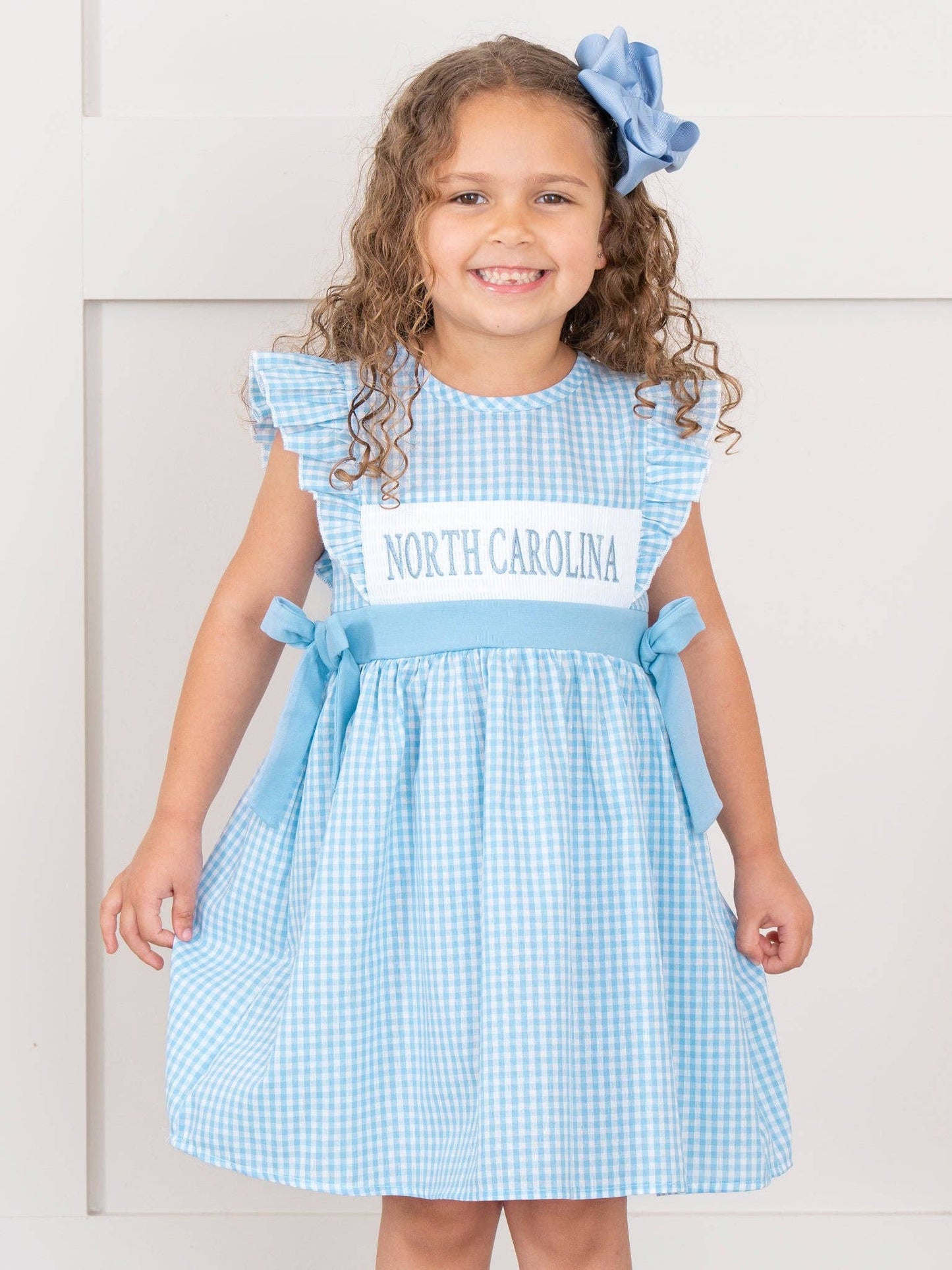 North Carolina Smocked Gingham Dress