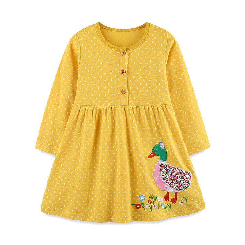 Girls' Long Sleeve Princess Dress with Embroidery