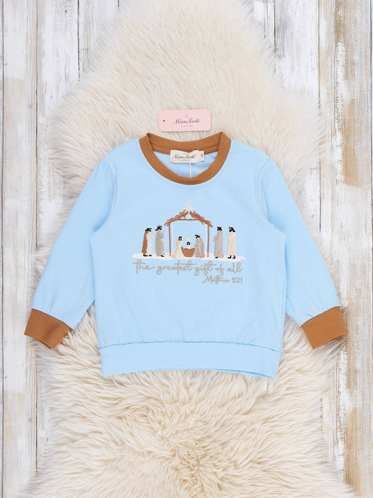 Greatest Gift Nativity Embroidered Top
