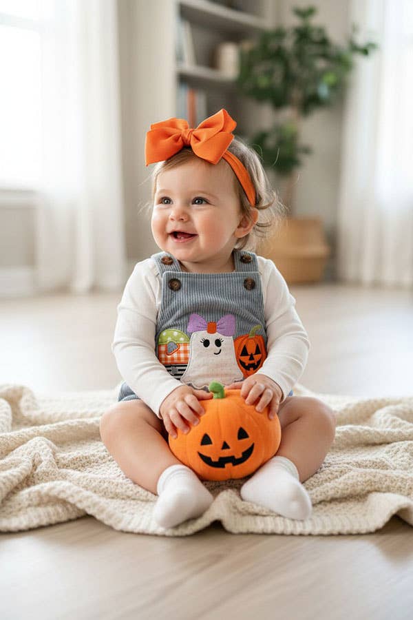 Halloween embroidery corduroy baby boutique romper 2601100M