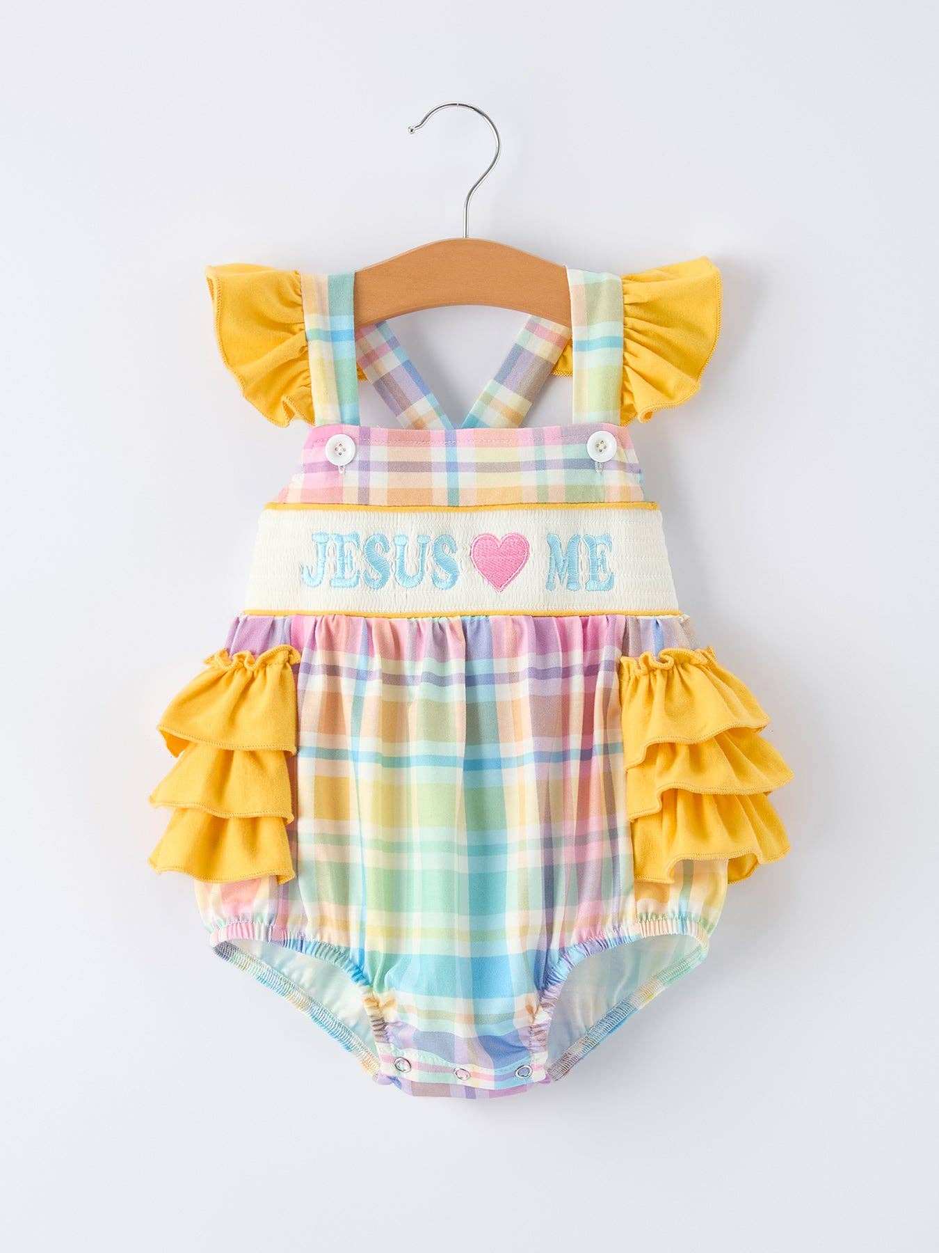"JESUS ❤ ME "Embroidered Baby Girls Romper