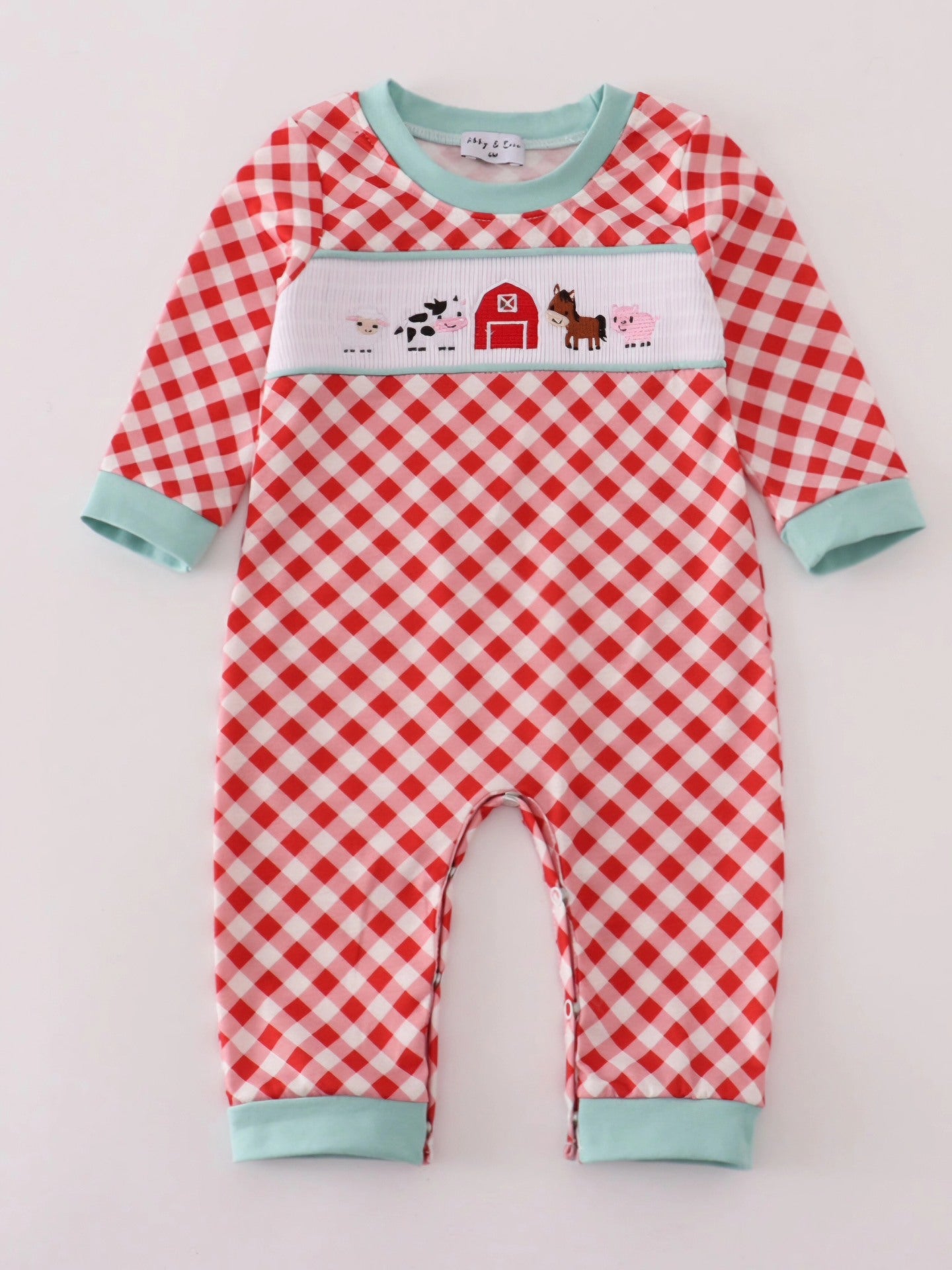 Red Farm Smocked Boys Romper
