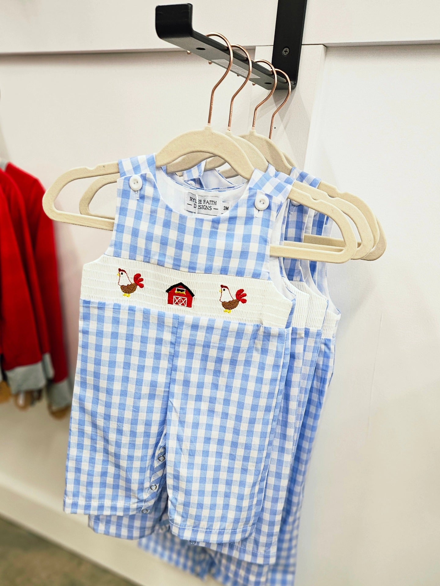 Plaid Woven Smocked Chicken Romper