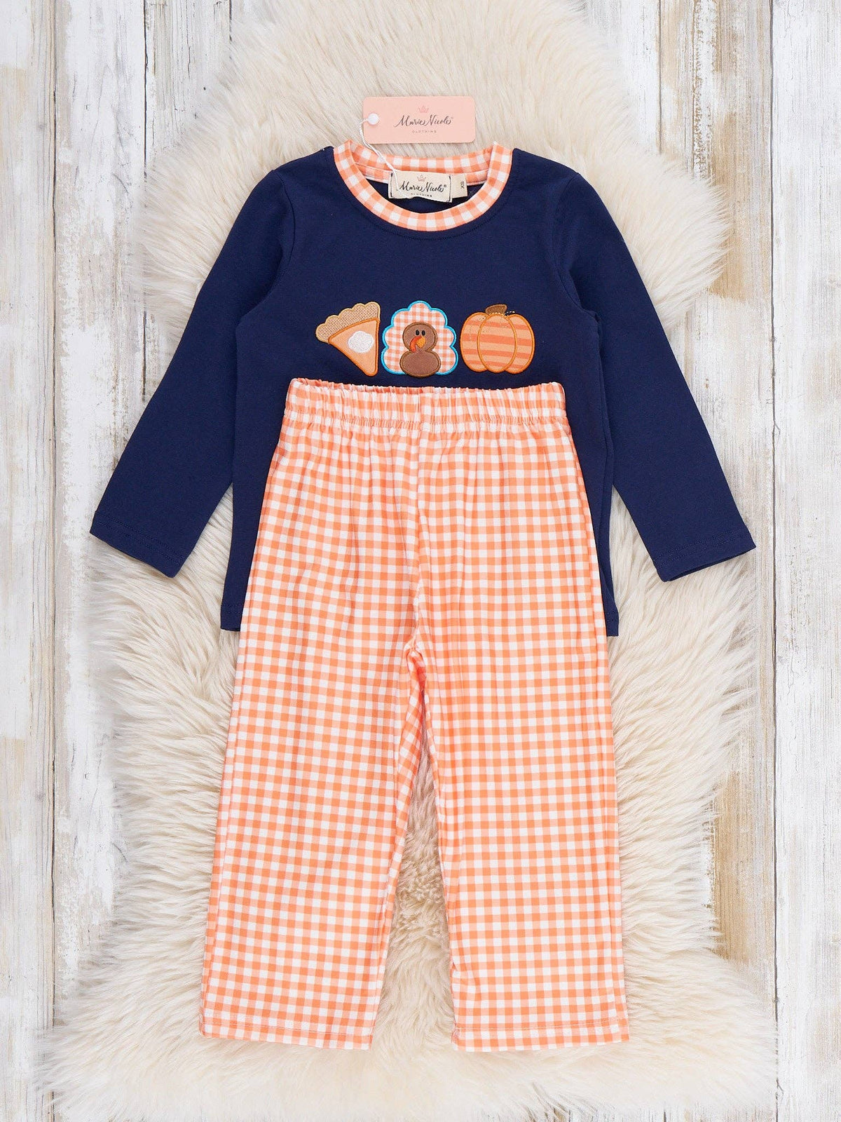 Gathered Blessings Embroidered Gingham Outfit