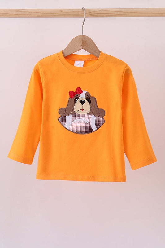 Premium Orange Tennessee puppy applique top