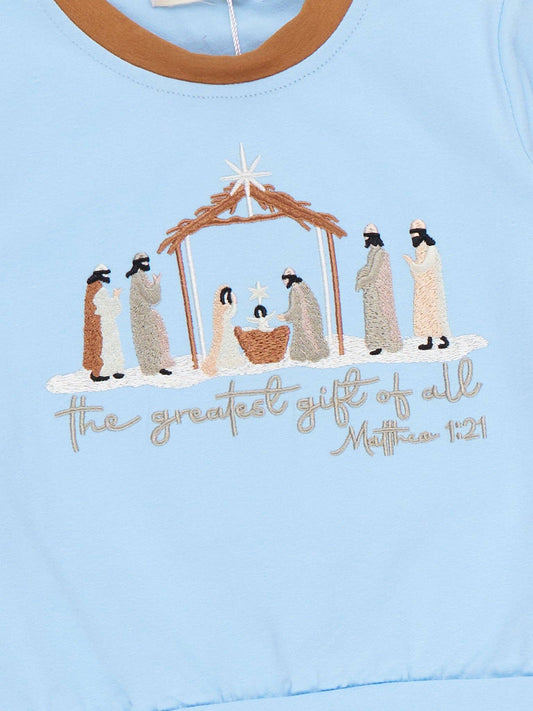 Greatest Gift Nativity Embroidered Top