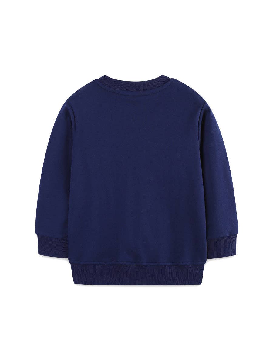 Cartoon Embroidered Kids Sweatshirt Soft Knit Cotton Pullover