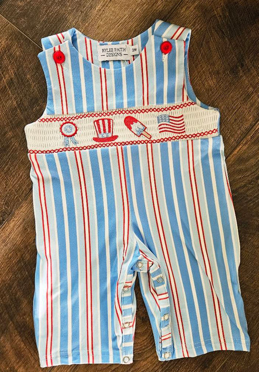 4th of July Striped Boys Ice Cream Romper