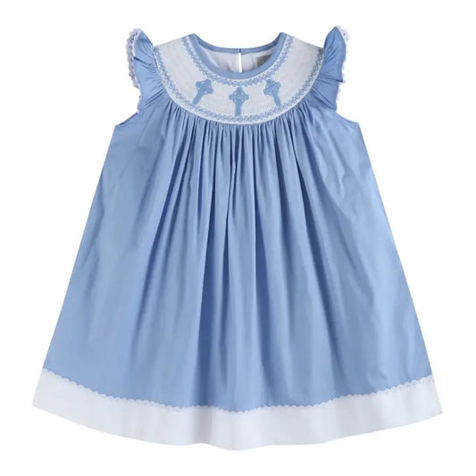 Periwinkle Blue Smocked Bishop Dress