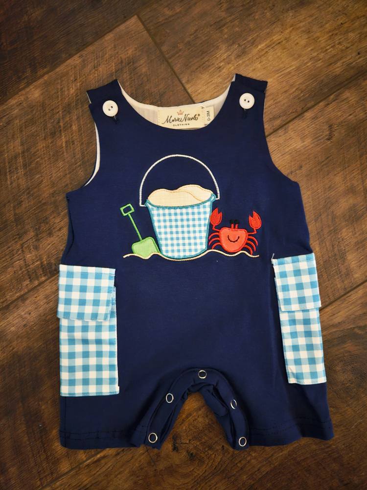 Gingham Little Beach Boy Romper
