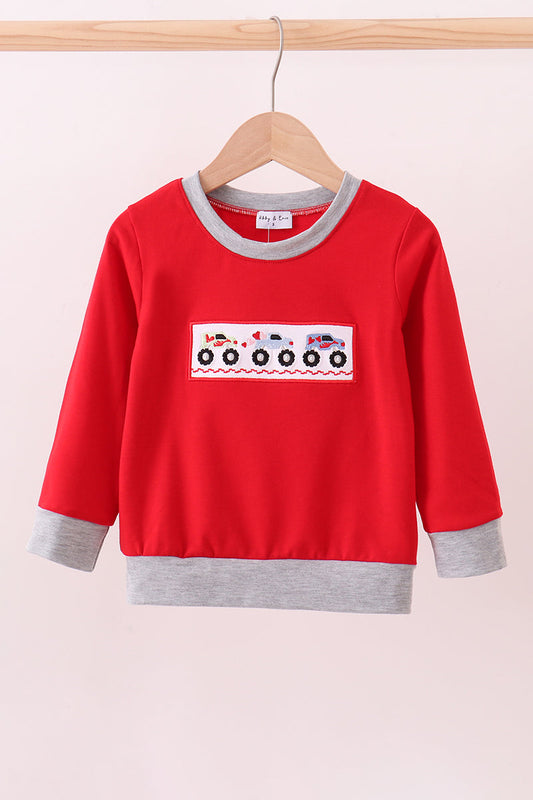 Valentine Red Vehicle Embroidery Top