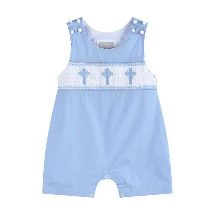 Periwinkle Smocked Cross Shortall
