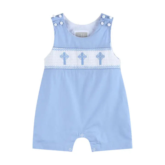 Periwinkle Smocked Cross Shortall