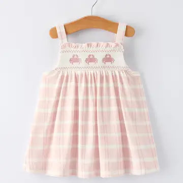 Girls Crab Embroidered Smocked Dress