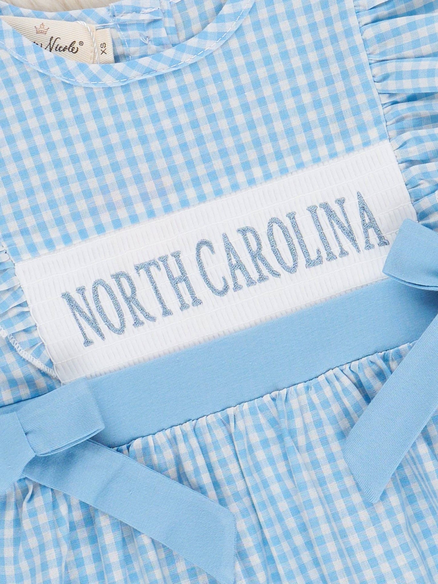 North Carolina Smocked Gingham Dress
