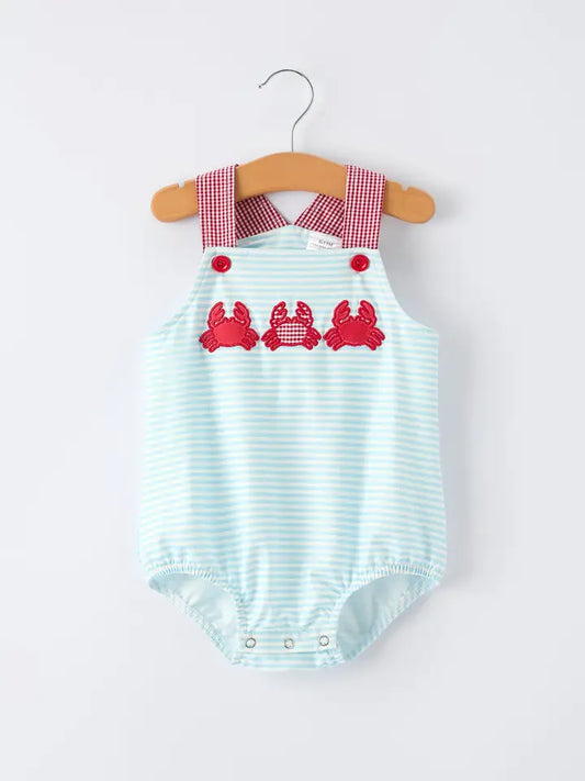 Crab Applique Baby Boy Romper