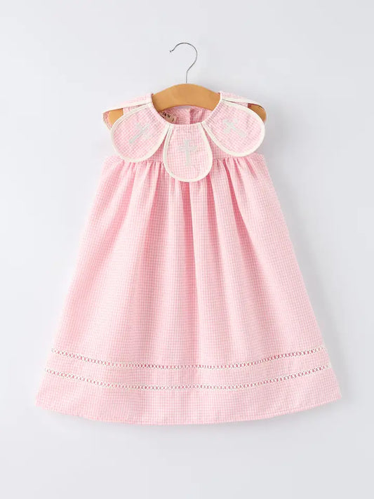 Pink Smocked Church Christ Bishop Christening Girls Dress