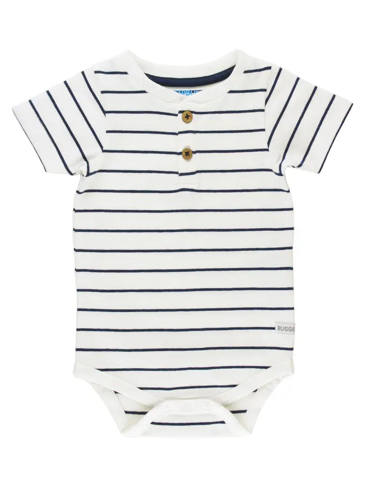 WHITE AND NAVY STRIPED BODYSUIT