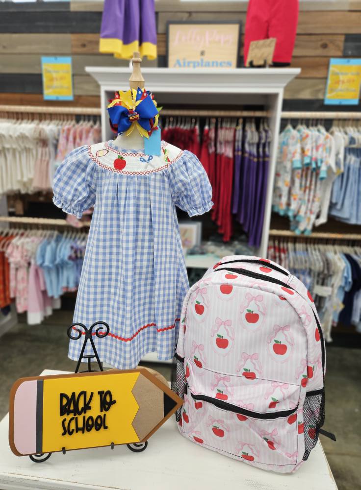 Back to School Smocked Pencil/ Apple Embroidered Dress