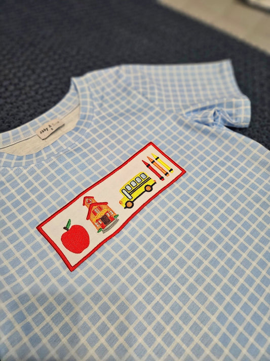 Boys Blue Apple Bus Top
