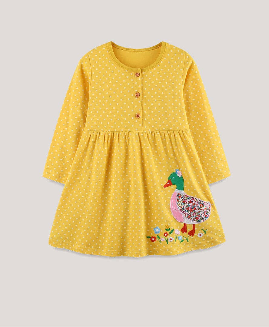 Girls' Long Sleeve Princess Dress with Embroidery