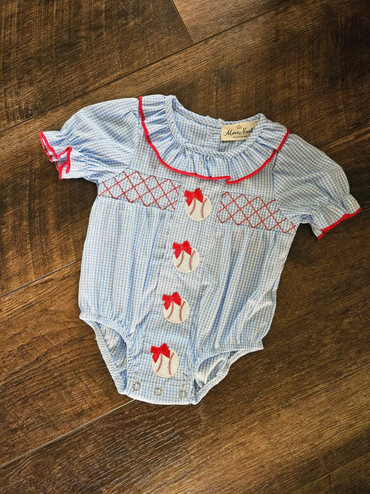 Embroidered Baseball Ruffle Bubble