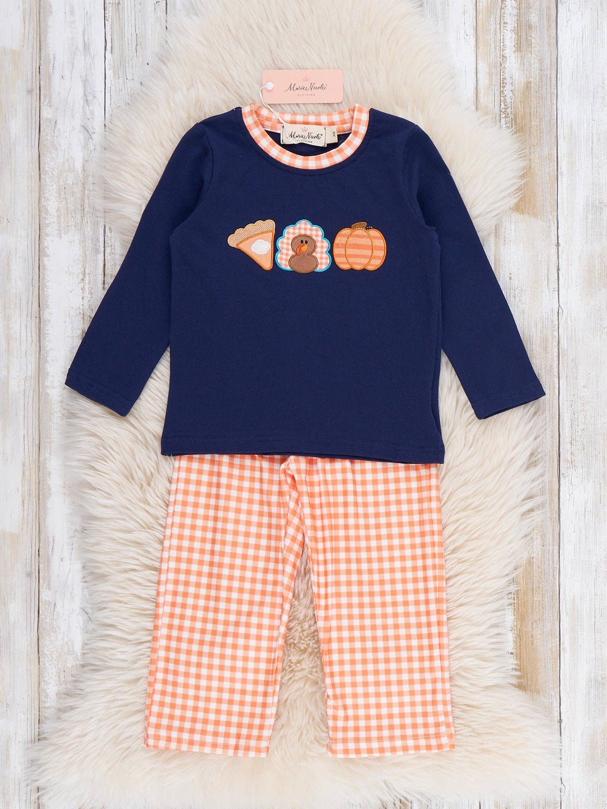 Gathered Blessings Embroidered Gingham Outfit